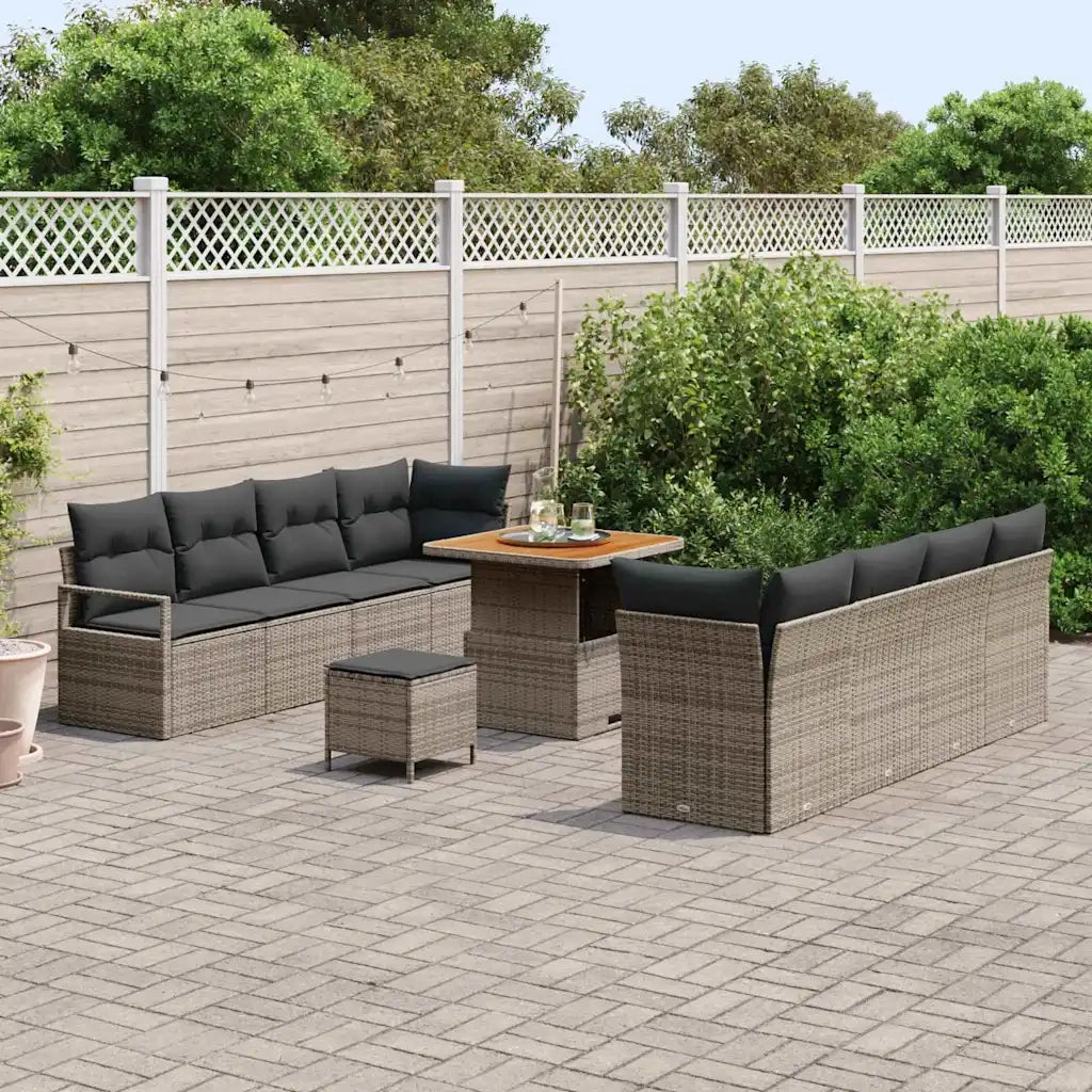 Set Divano da Giardino con cuscino 11 pcs Grigio polyrattan 3362498