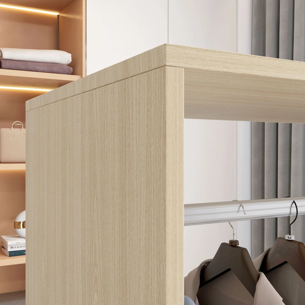 Armadio con ante scorrevoli e ripiani ¨C Minimal ¨C legno naturale 60x40x128 cm