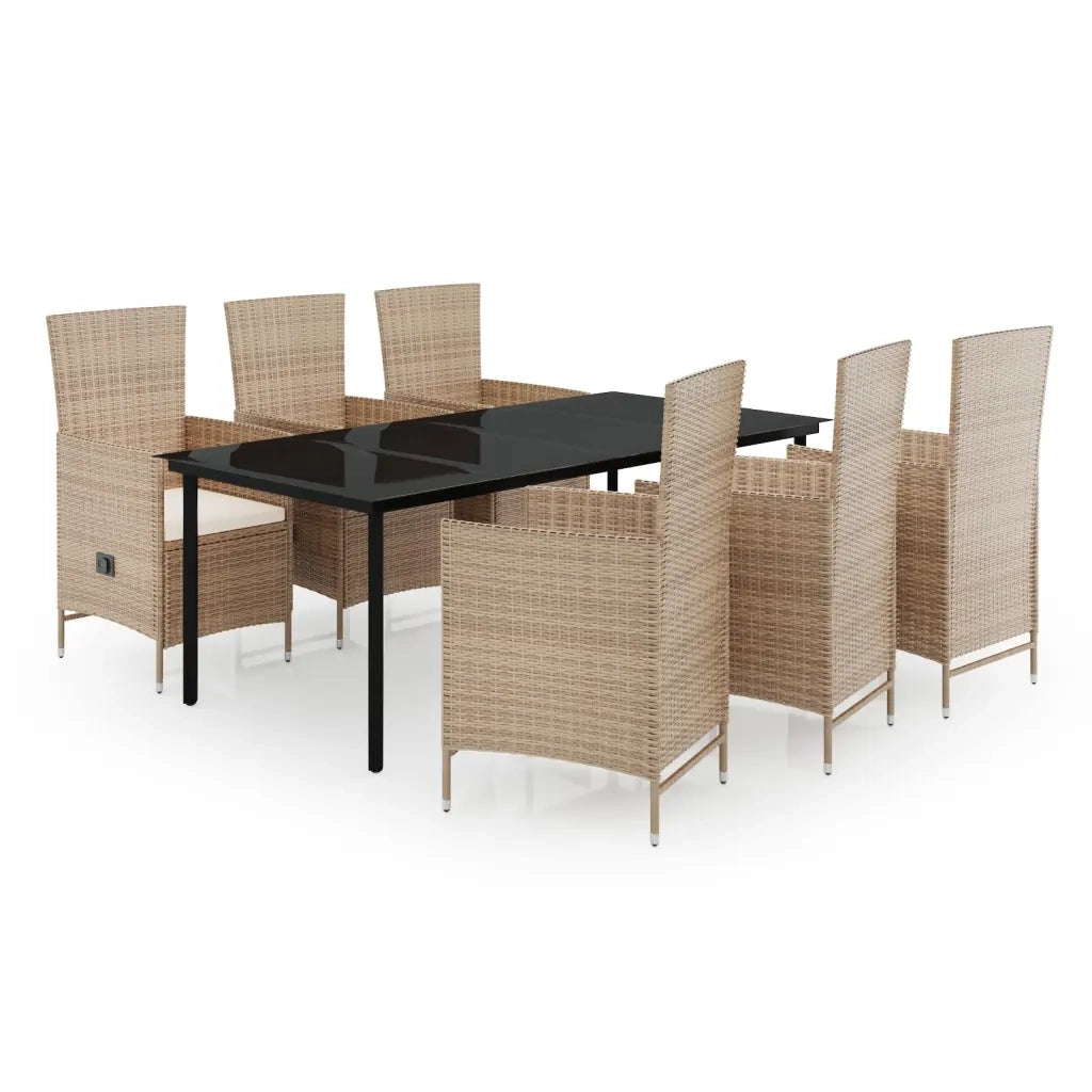 Set da Pranzo da Giardino 7 pz con Cuscini Beige 3099441