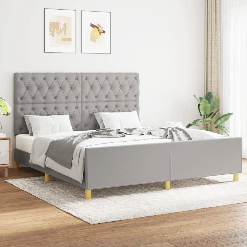 Letto matrimoniale | Letto per adulti | Giroletto senza Materasso Grigio Chiaro 160x200 cm Tessuto