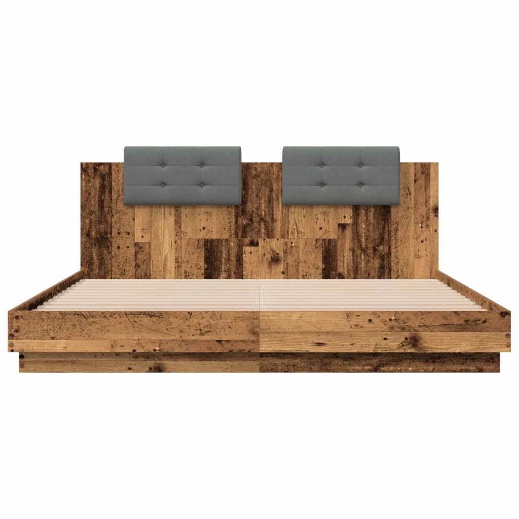 Struttura letto con testata-Giroletto Legno vecchio 180 x 200 cm