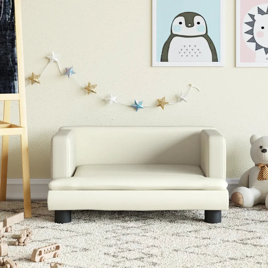 Divano per Bambini-Sofa-Divanetto Crema 60x40x30 cm in Similpelle