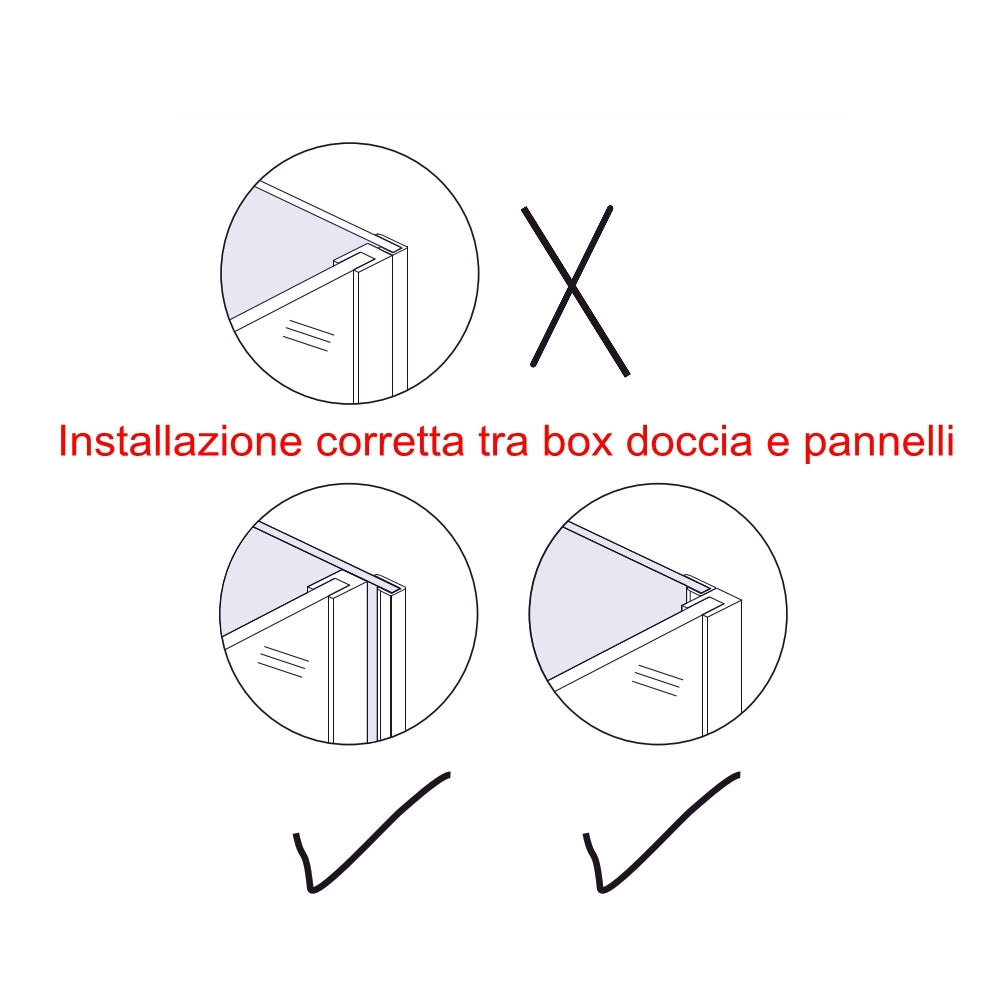 H.210 cm Pannello Doccia ad Angolo 40x90x120 cm Realizzato in Alluminio da 3 mm con Profili Finitura Bianco Alba per Rivestimento Parete Bagno