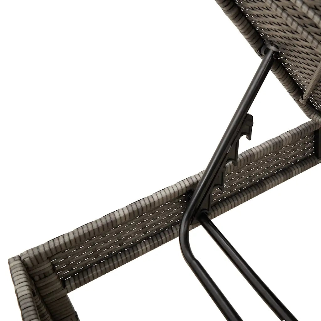 Lettino Prendisole con Cuscino Grigio 55x200x44cm in Polyrattan 4104106