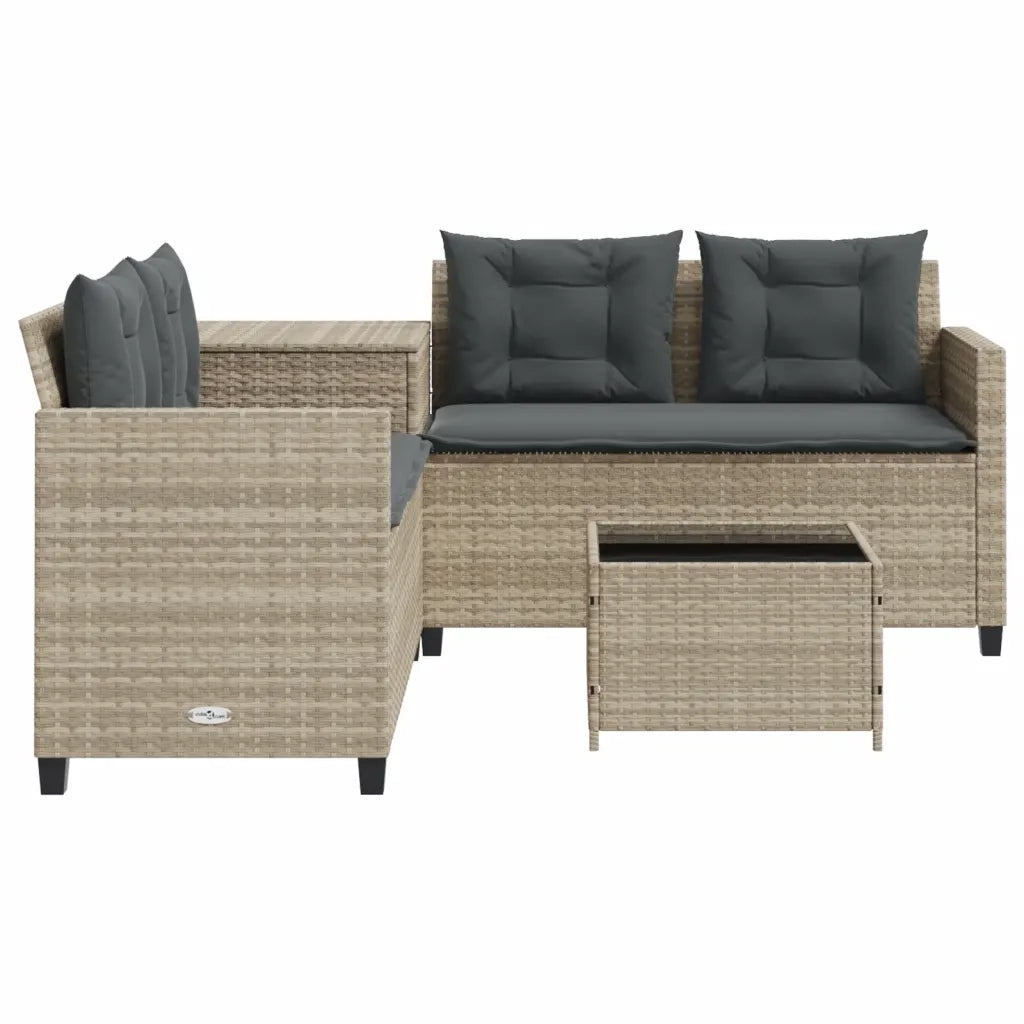 Divano Giardino Tavolo e Cuscini a L Grigio Chiaro Polyrattan 369032