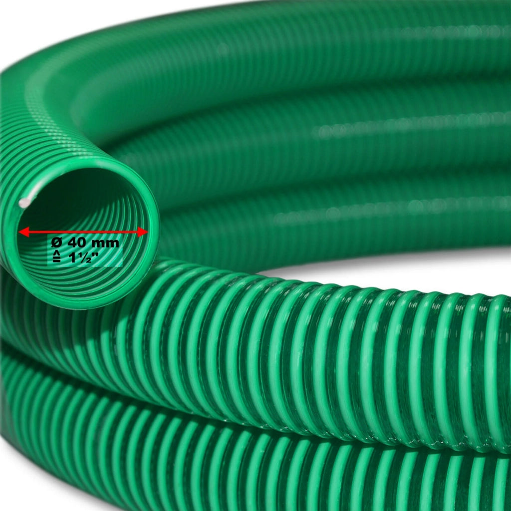 Tubo flessibile di aspirazione a pressione da 10 m diametro 40 mm (1 1/2") rinforzato a spirale verde 16_0001625