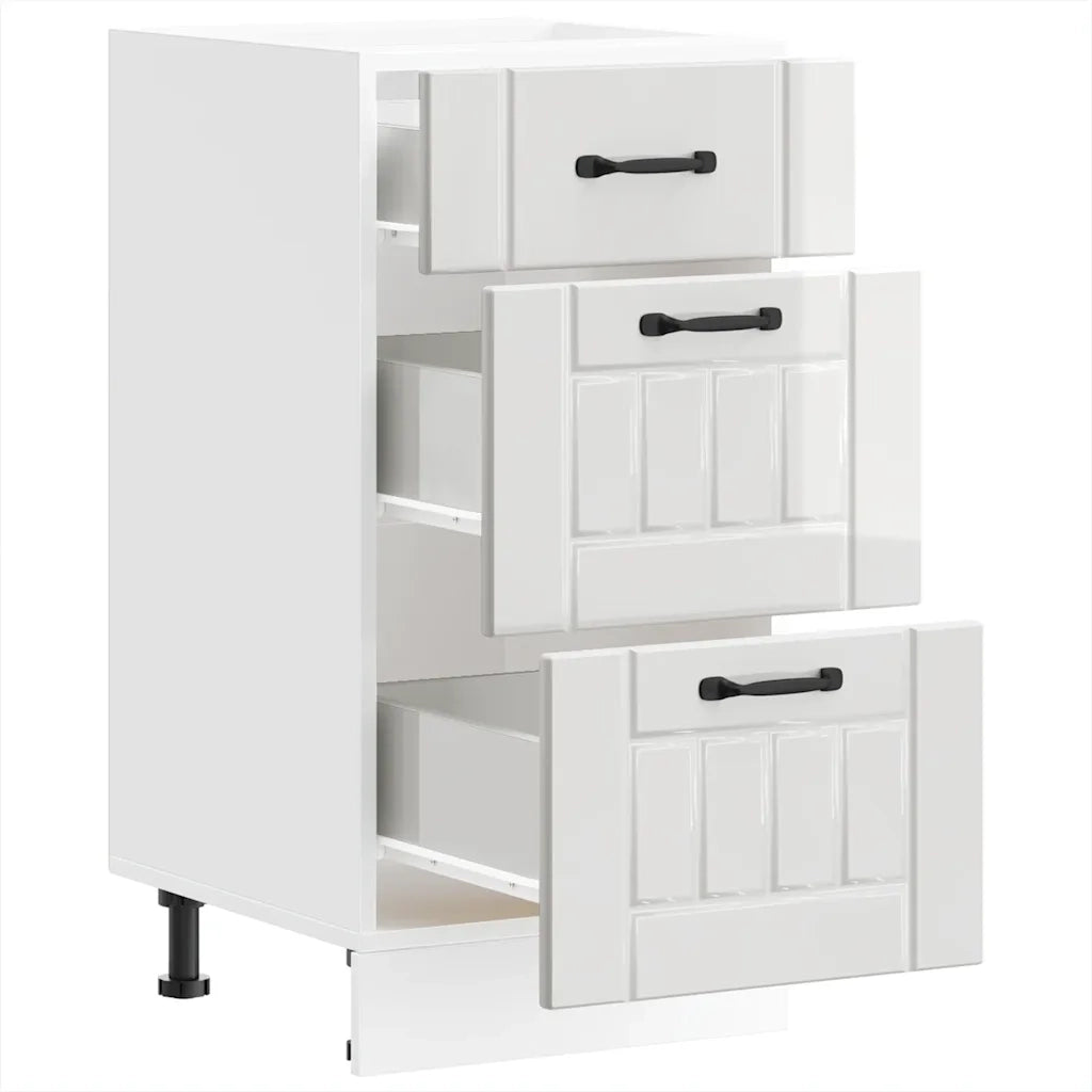 Mobiletto da cucina "Lucca" Bianco lucido in legno ingegnerizzato 854232