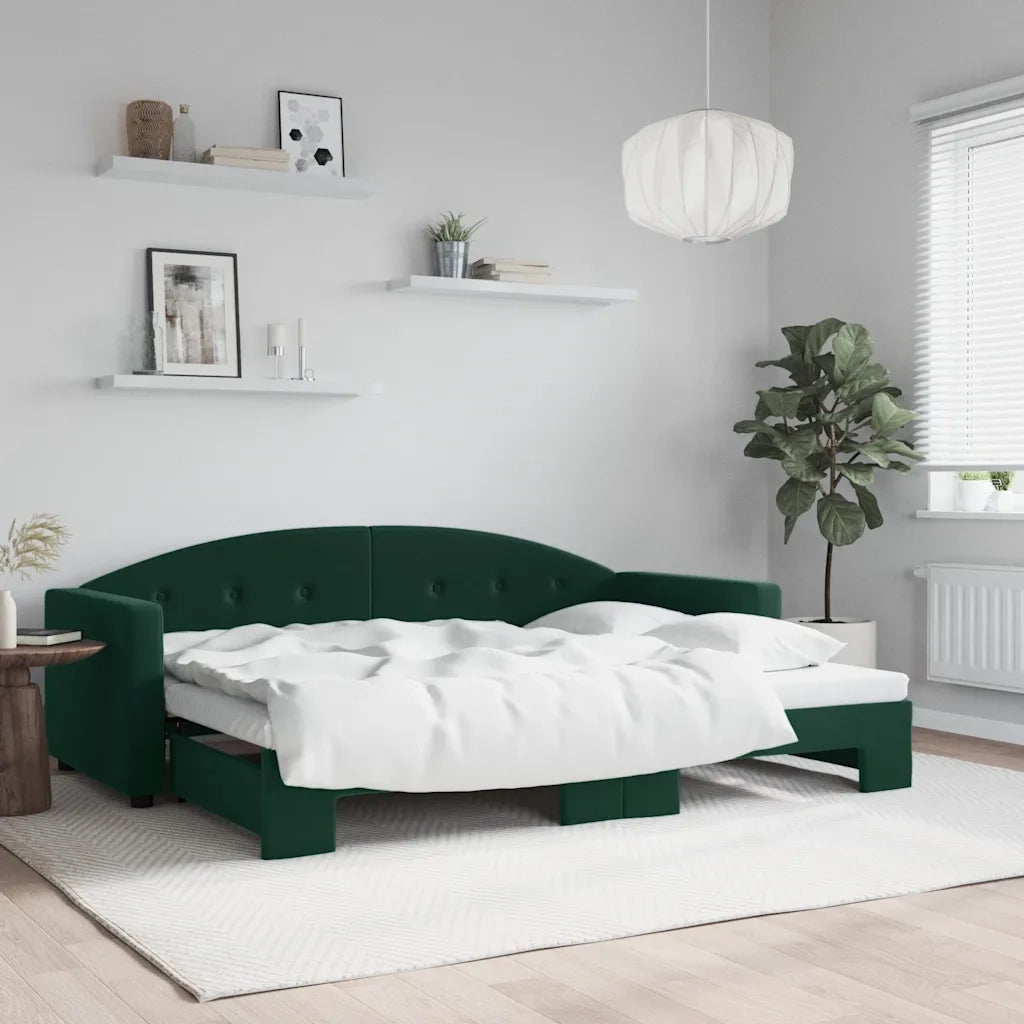 Divano Letto con Letto Estraibile Verde Scuro 80x200cm Velluto 3197296