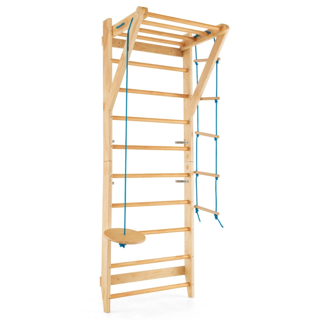 Scala a parete in legno svedese con 13 barre strategiche, Set di scala ginnica a parete capacit¨¤ di 100kg