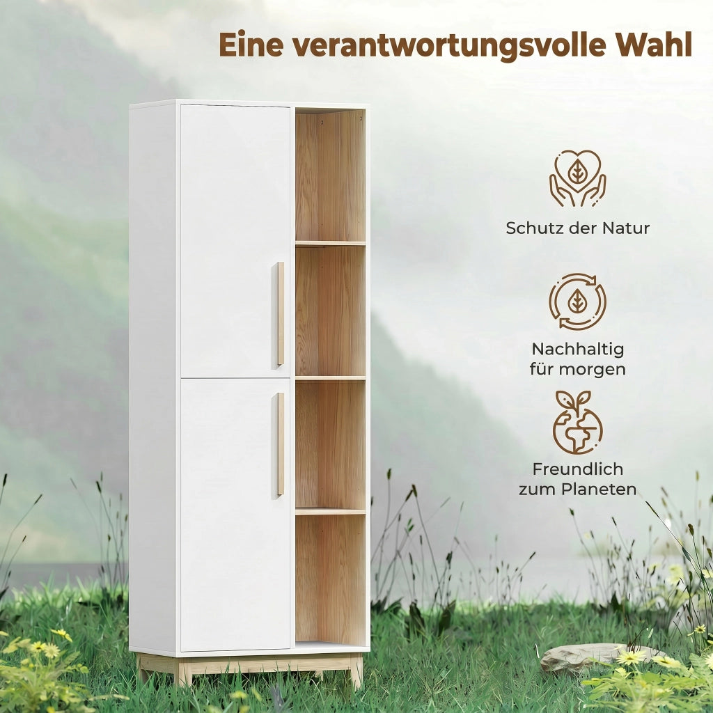 Libreria 176 cm ¨C Xylo ¨C 4 ripiani aperti 2 ante MDF bianco
