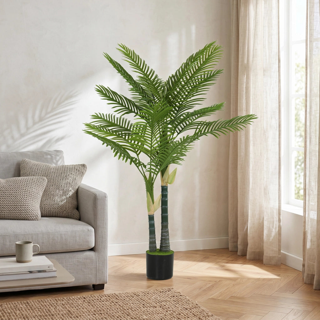 Palma Artificiale 150cm con 16 Foglie ¨C Minimal ¨C Verde in Vaso per Giardino Balcone