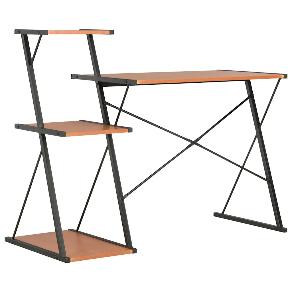 Scrivania con Ripiano Nera e Marrone 116x50x93 cm 20290