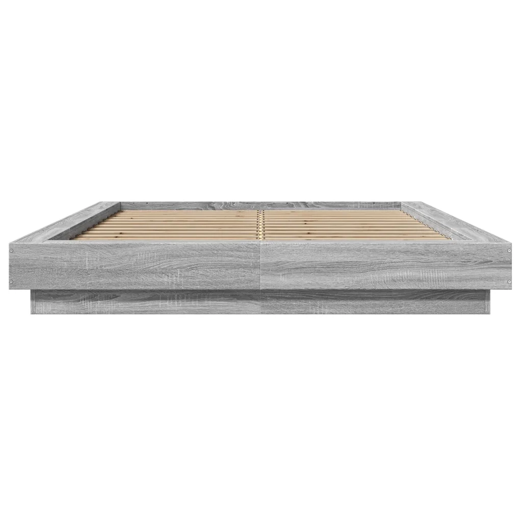Letto matrimoniale | Letto per adulti | Giroletto Luci LED Grigio Sonoma 140x200 cm Legno Multistrato