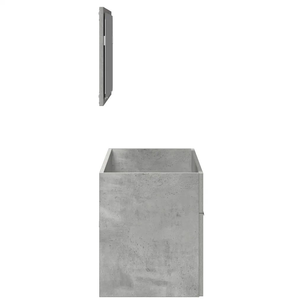 Mobile da Bagno | Armadio da bagno con Specchio Grigio Cemento Legno Multistrato