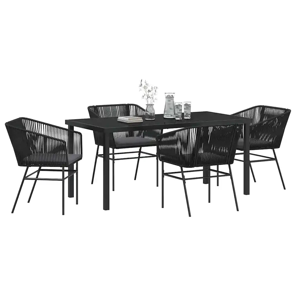 Set da Pranzo per Giardino con cuscino 5 pcs Nero