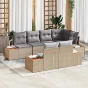 Set Divano da Giardino con cuscino 7 pcs Beige polyrattan