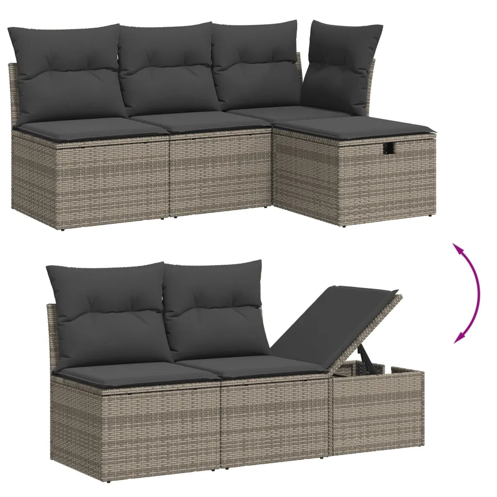 Set Divano da Giardino 5 pz con Cuscini Grigio in Polyrattan 3264086