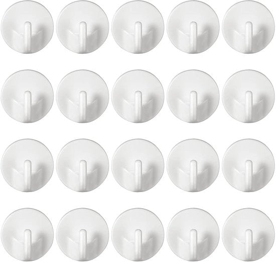 Hanger per superficie liscia o intonacata - 20 pezzi - Adesivo per autoadesione - Sostenibile - Riciclabile - Ideale per cucina/bagno - Adatto per superfici piane o intonacate - Hanger
