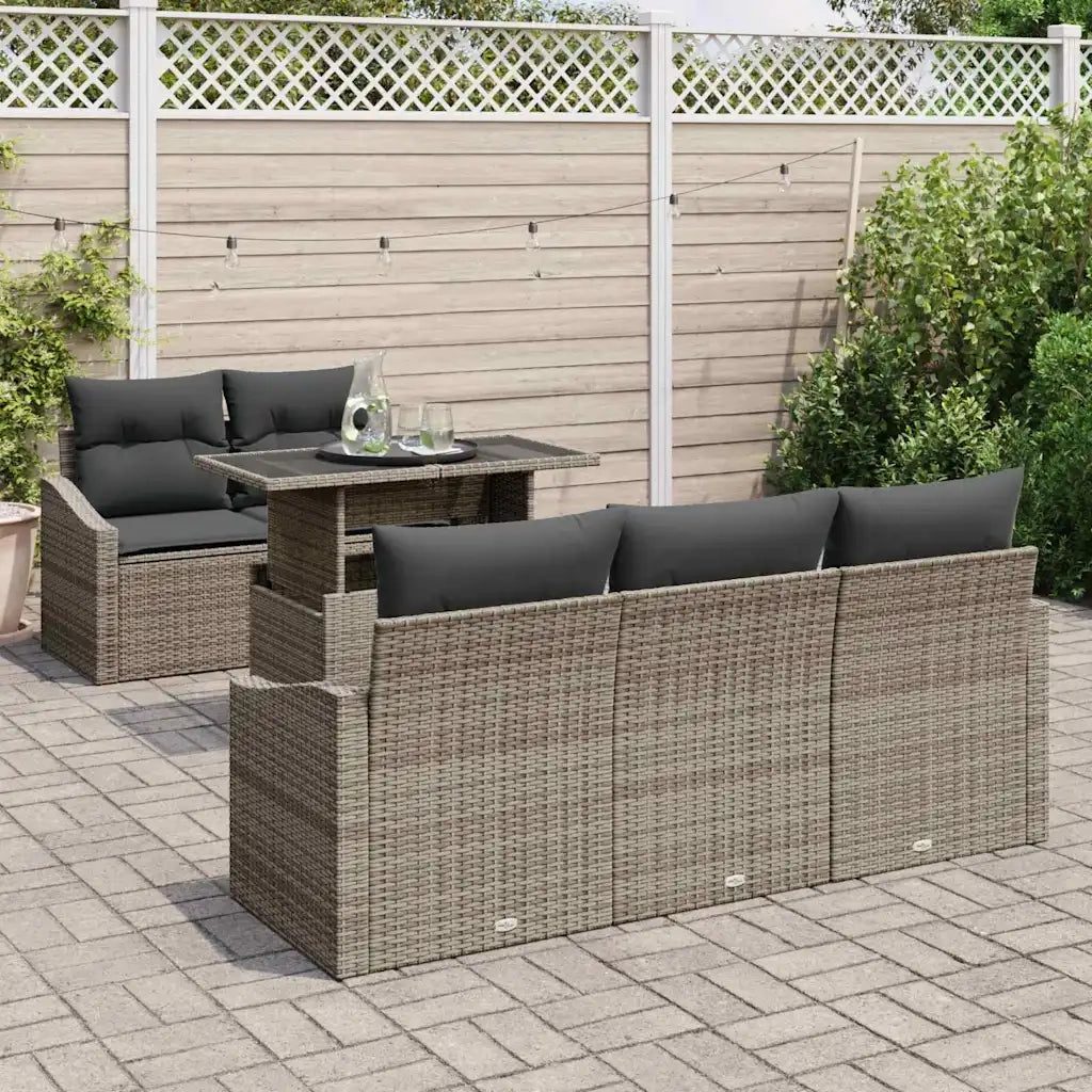 Set Divano da Giardino 6 pcs Grigio Poly Rattan 3357652