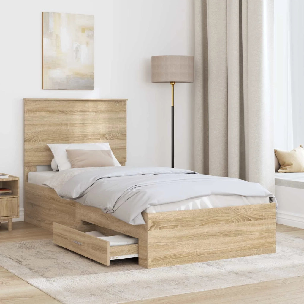 Struttura del letto con testiera Rovere Sonoma 100 x 200 cm 3409687
