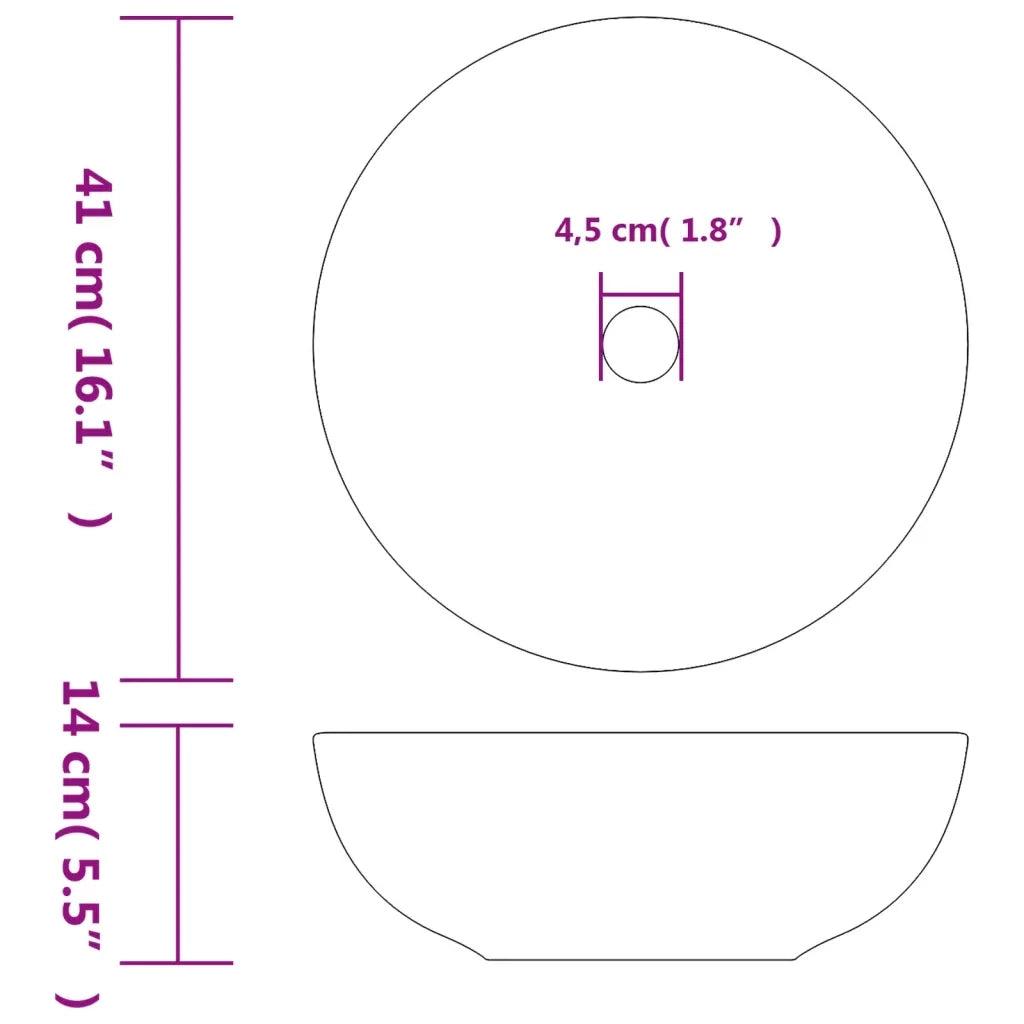 Lavabo da Appoggio Nero e Rosso Rotondo ¦µ41x14 cm Ceramica CFW2875939