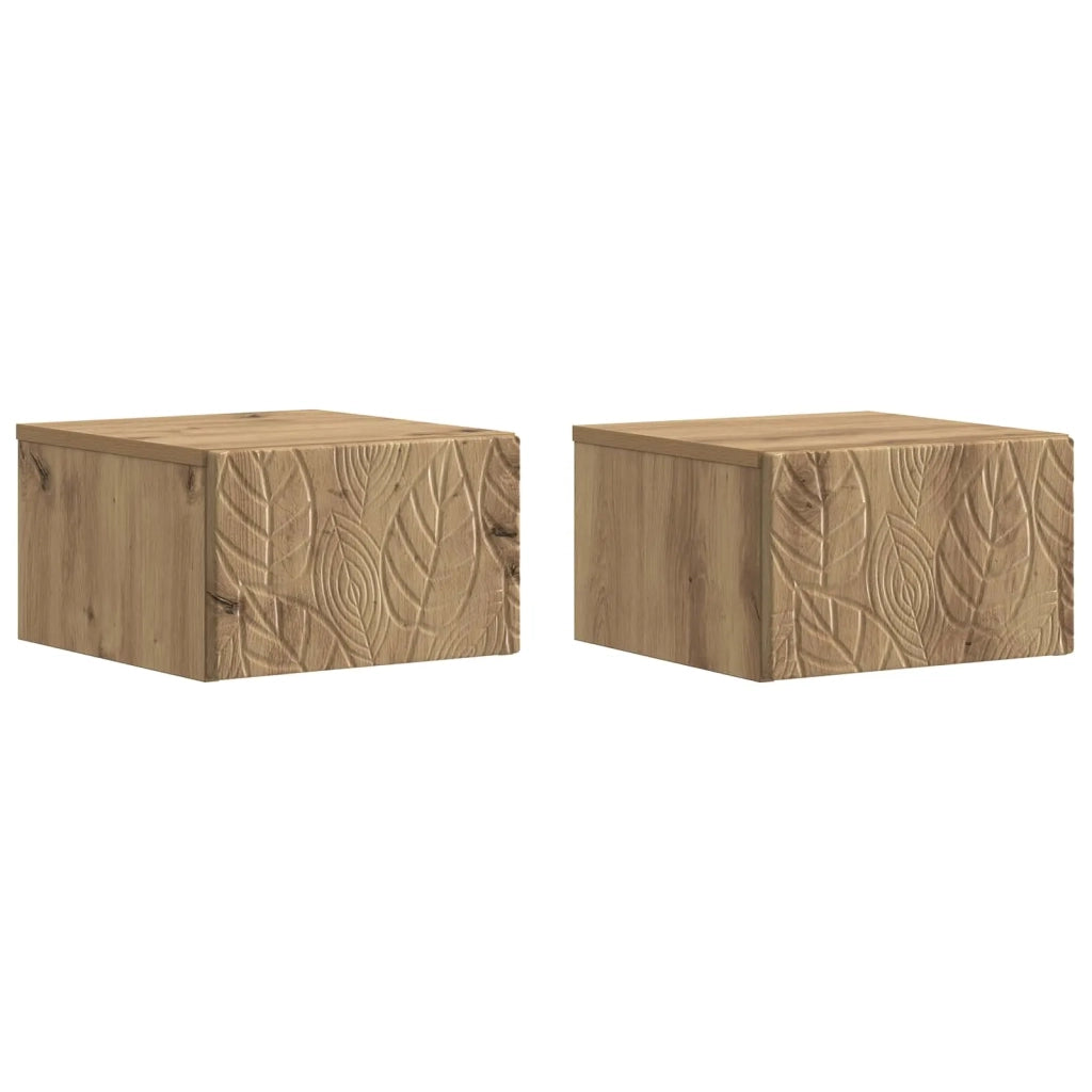 Mobiletto da notte a muro 2 pcs Rovere Artigianale 898804