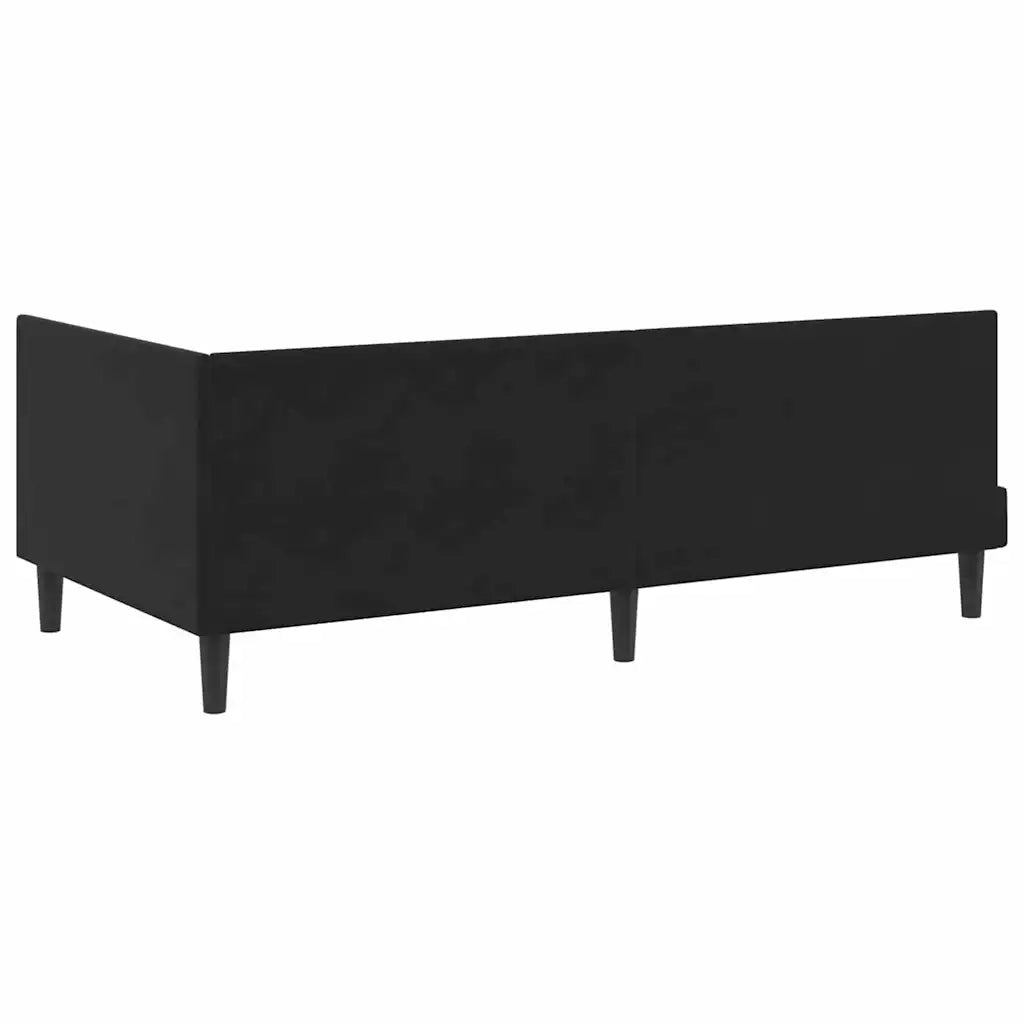 Cornice del letto ad angolo Nero 90 cm x 190 cm Velluto