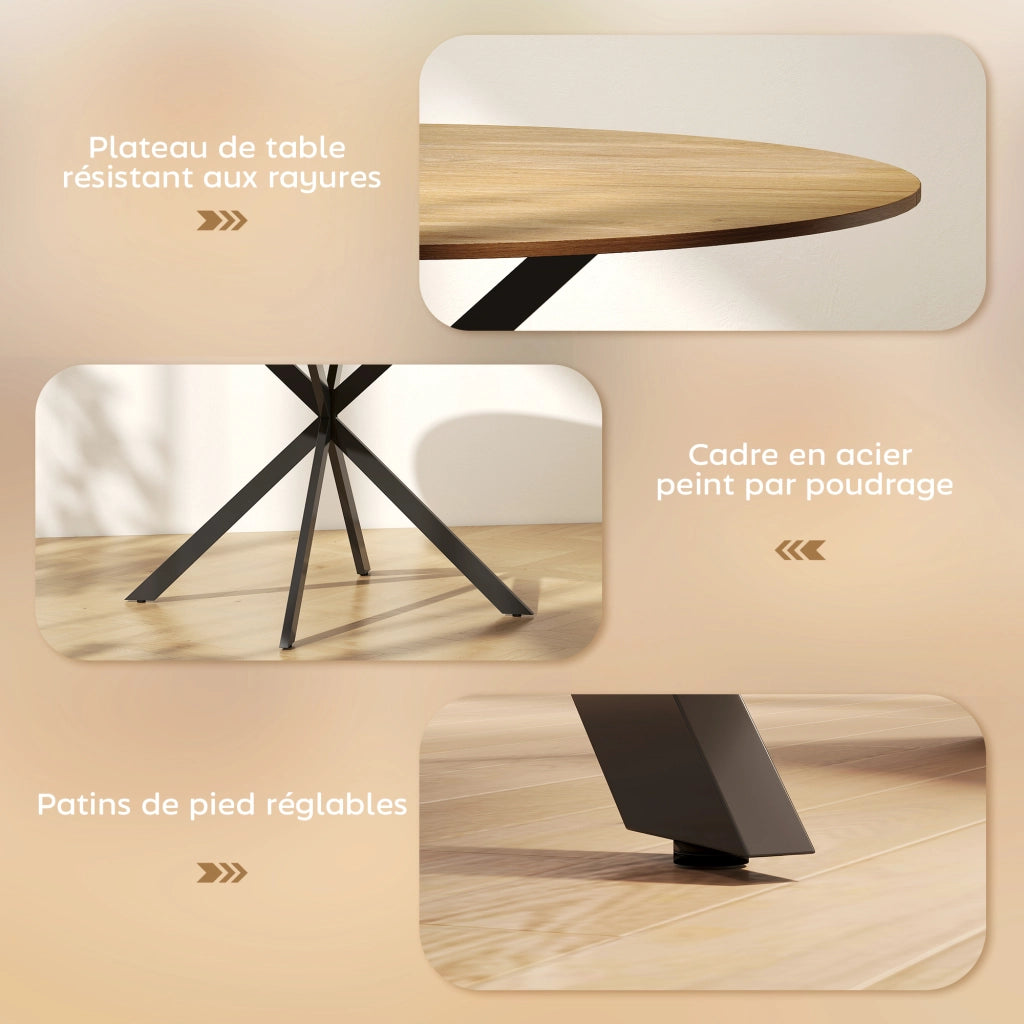 Tavolo da pranzo rotondo allungabile per 4 persone ¨C zephmum ¨C effetto legno quercia/acciaio antracite 120 cm