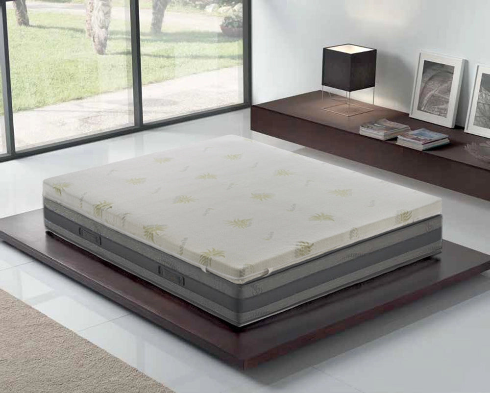 Topper Matrimoniale 160x200 in memory foam 7 cm con rivestimento in aloe vera sfoderabile