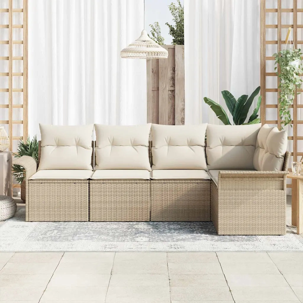 Set Divano da Giardino con cuscino 5 pcs polyrattan