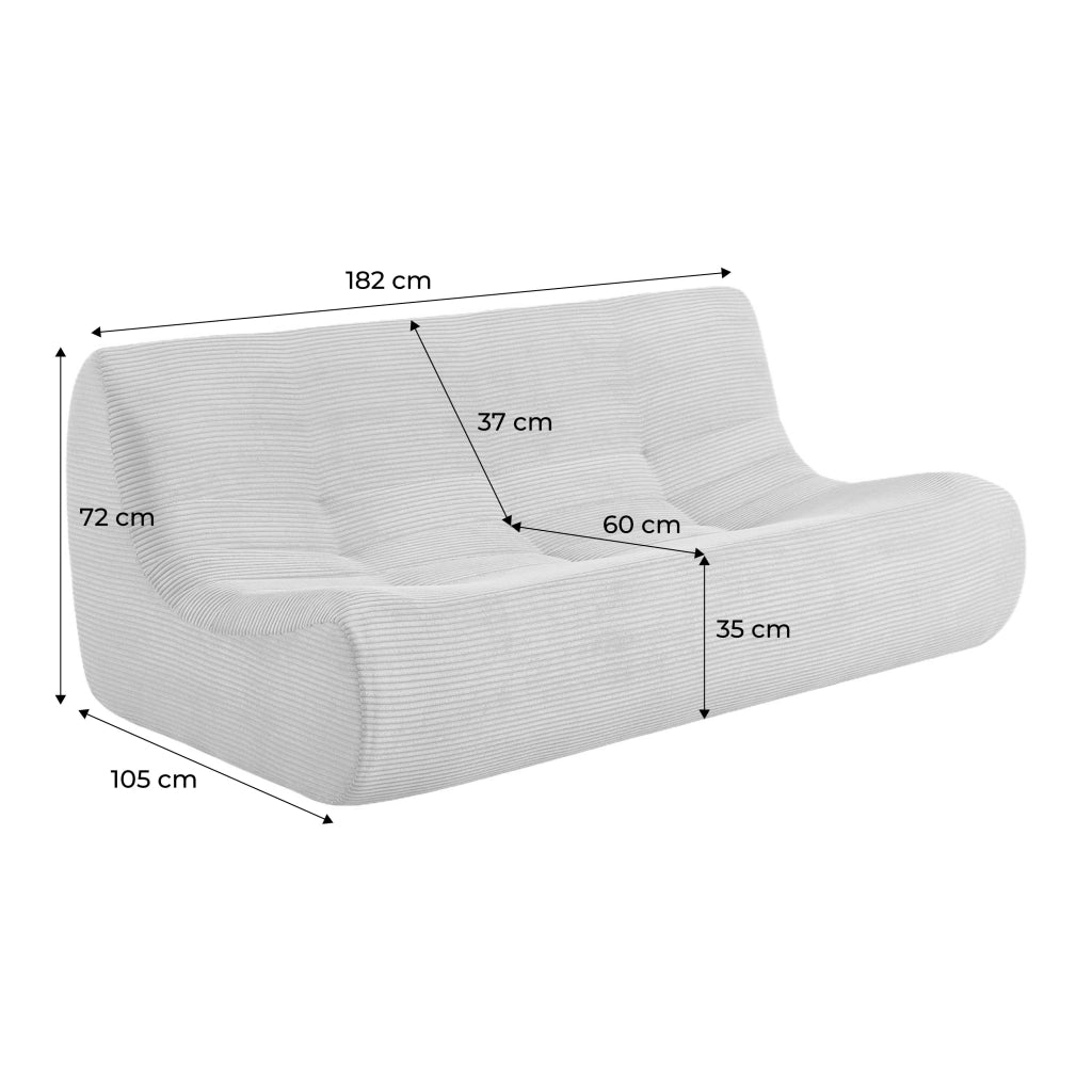 Poltrona in velluto a coste, 3 posti, beige scuro