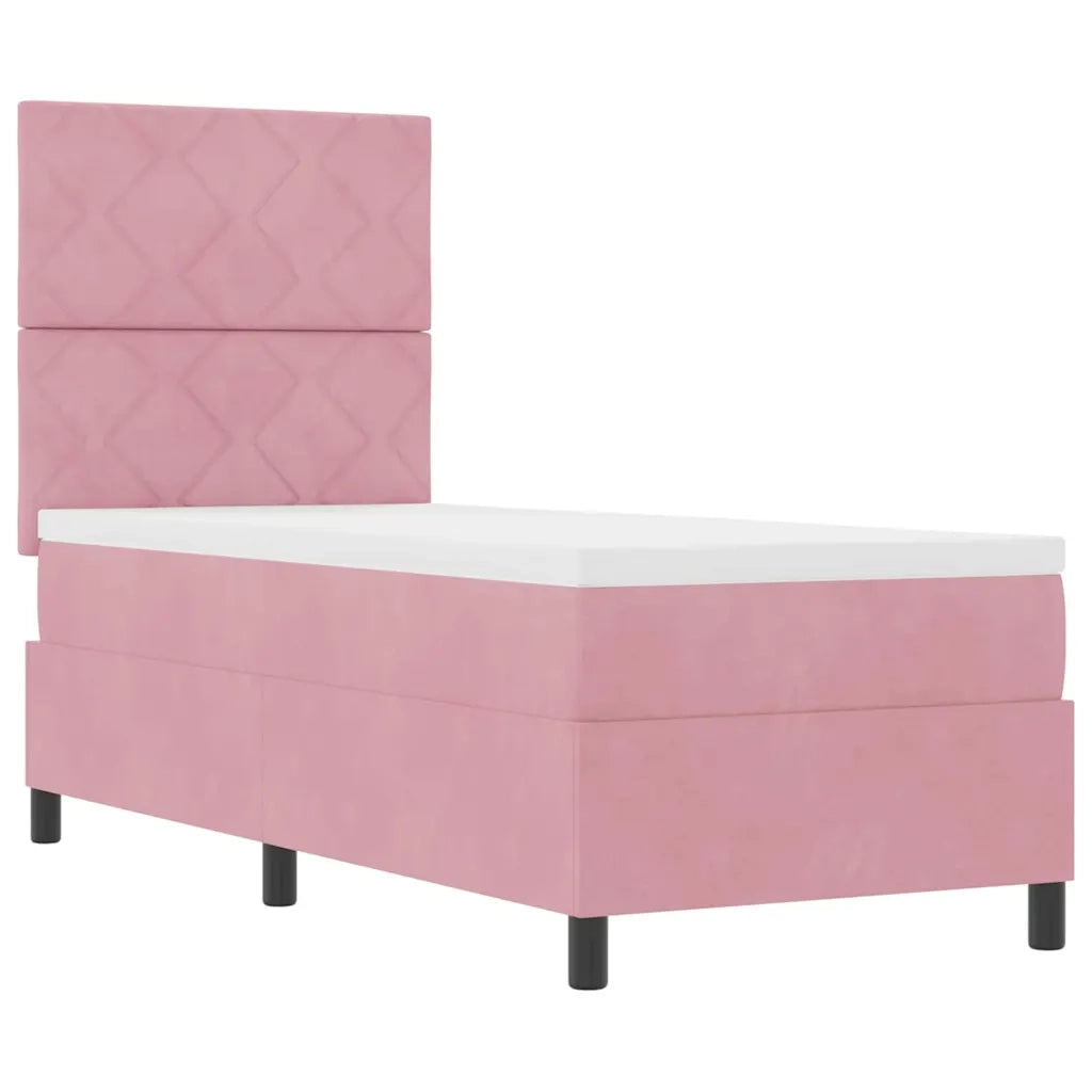 Letto a Sorgente LED con materasso Rosa 80 x 200 cm Velluto 3343345