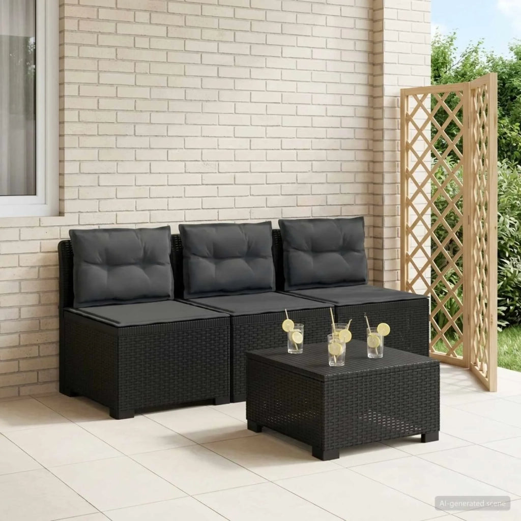 Divano da giardino 3 posti con cuscini in look rattan PP 8011977