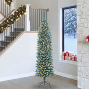 Albero di Natale Artificiale Sottile Verde e Bianco 240 cm 3395324