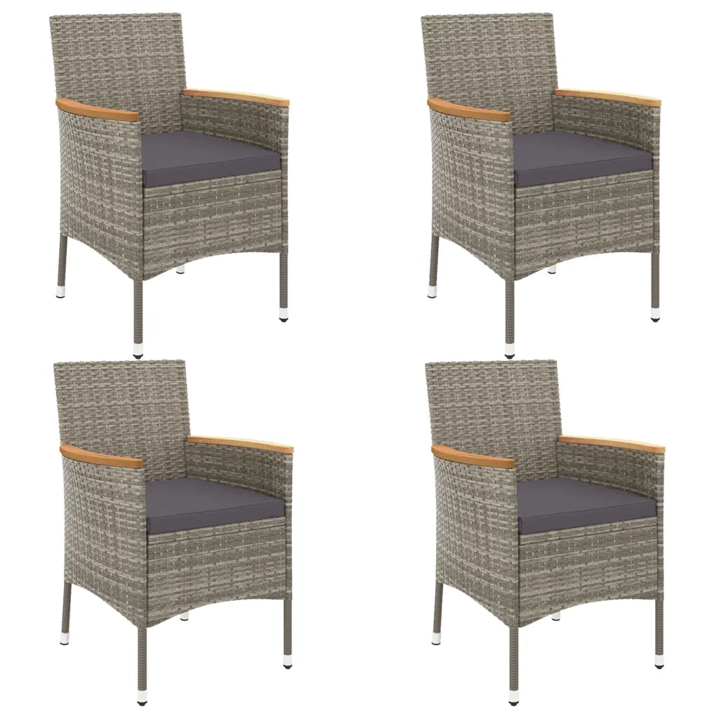 Set da Pranzo da Giardino 5 pz con Cuscini in Polyrattan Grigio 3187366