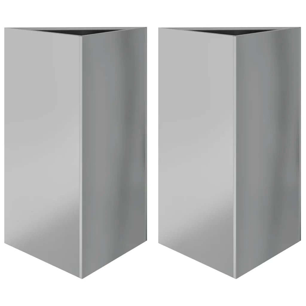 2 pz Fioriere | Cassetta per fiori | Vaso Triangolari 50x43x75 cm in Acciaio Zincato