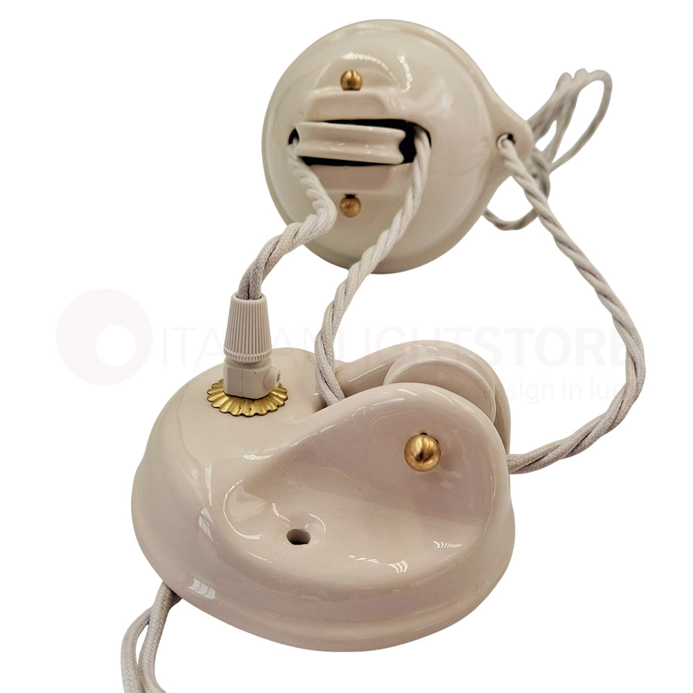 POMARANCE Lampadario Saliscendi in Ceramica Traforata Ø41 Rustico Country