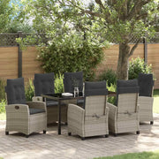 Set da Pranzo per Giardino 7 pcs Grigio chiaro polyrattan
