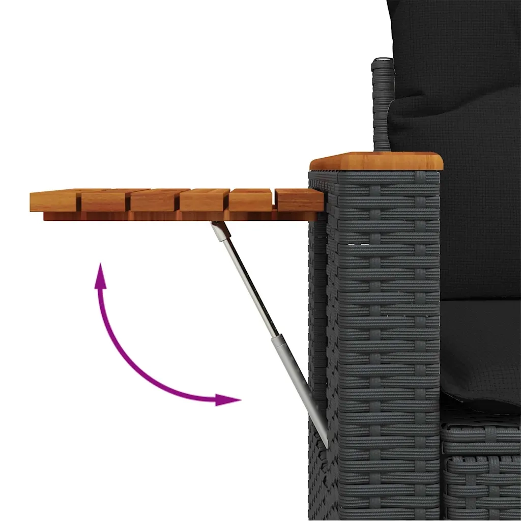 Set Divani da Giardino con Cuscini 7pz Nero Polyrattan 3227021