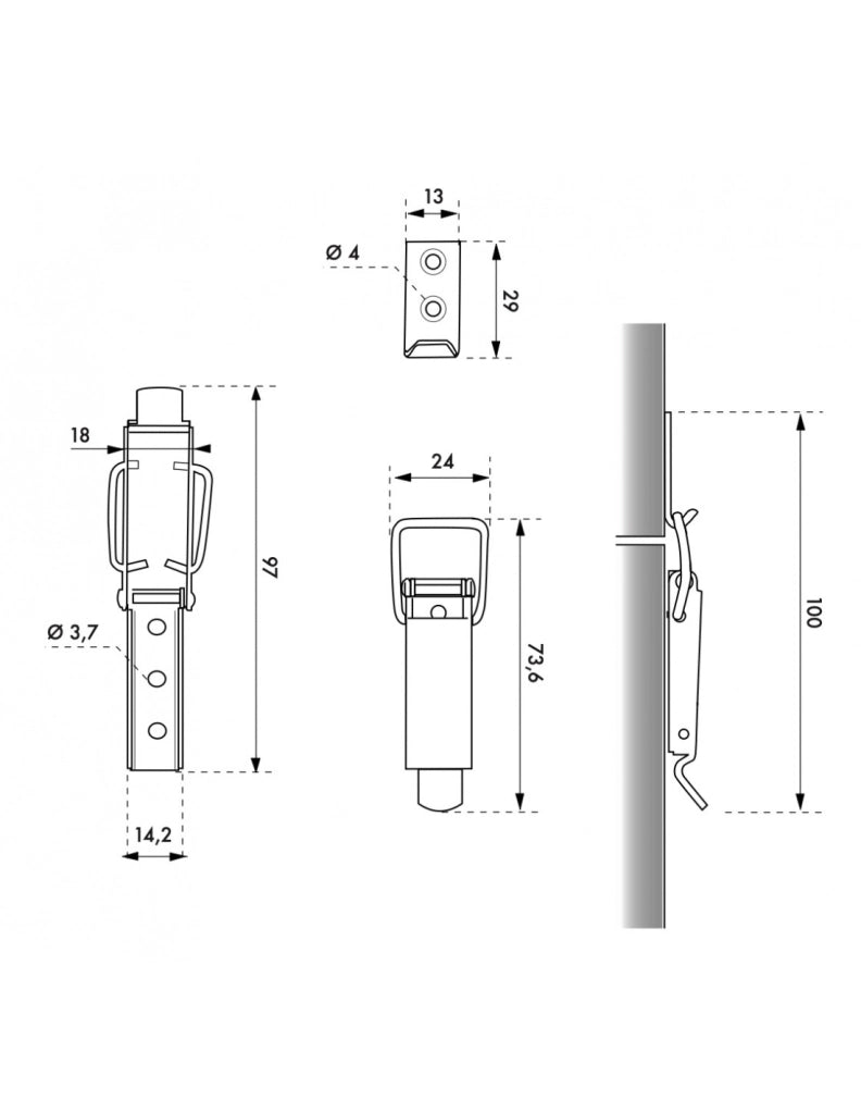 Chiusura a leva H 44 mm in acciaio zincato – THIRARD