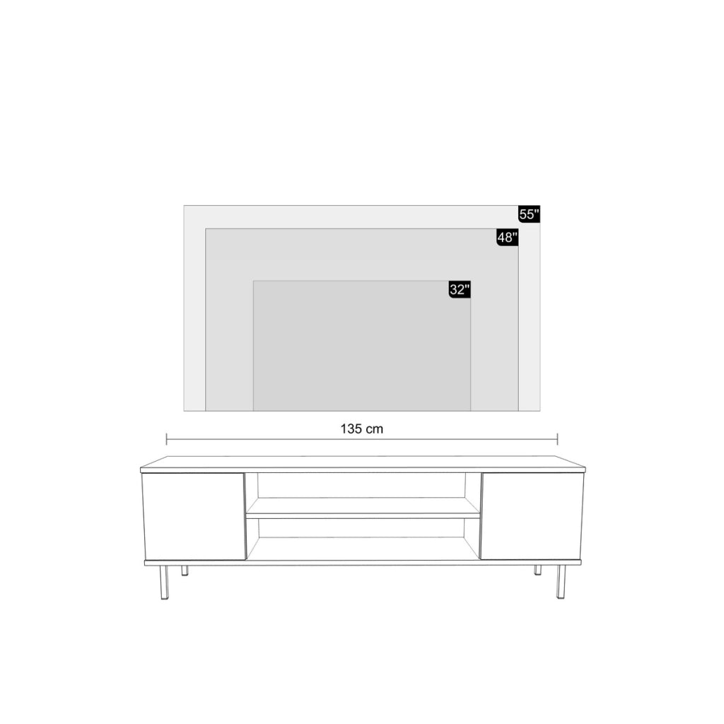 Mobile porta TV Focus in cashmere con gambe nere