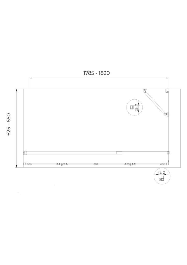 Box cabina doccia con ingresso libero apertura a libro pieghevole e lastra fissa reversibile H 190 cromo trasparente anticalcare misure  62,6-65 Fisso + Porta 178,5-182