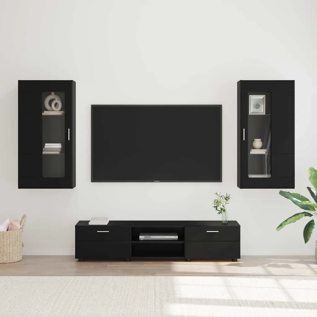 Set mobile TV con cassetto FLORIN Nero Legno multistrato