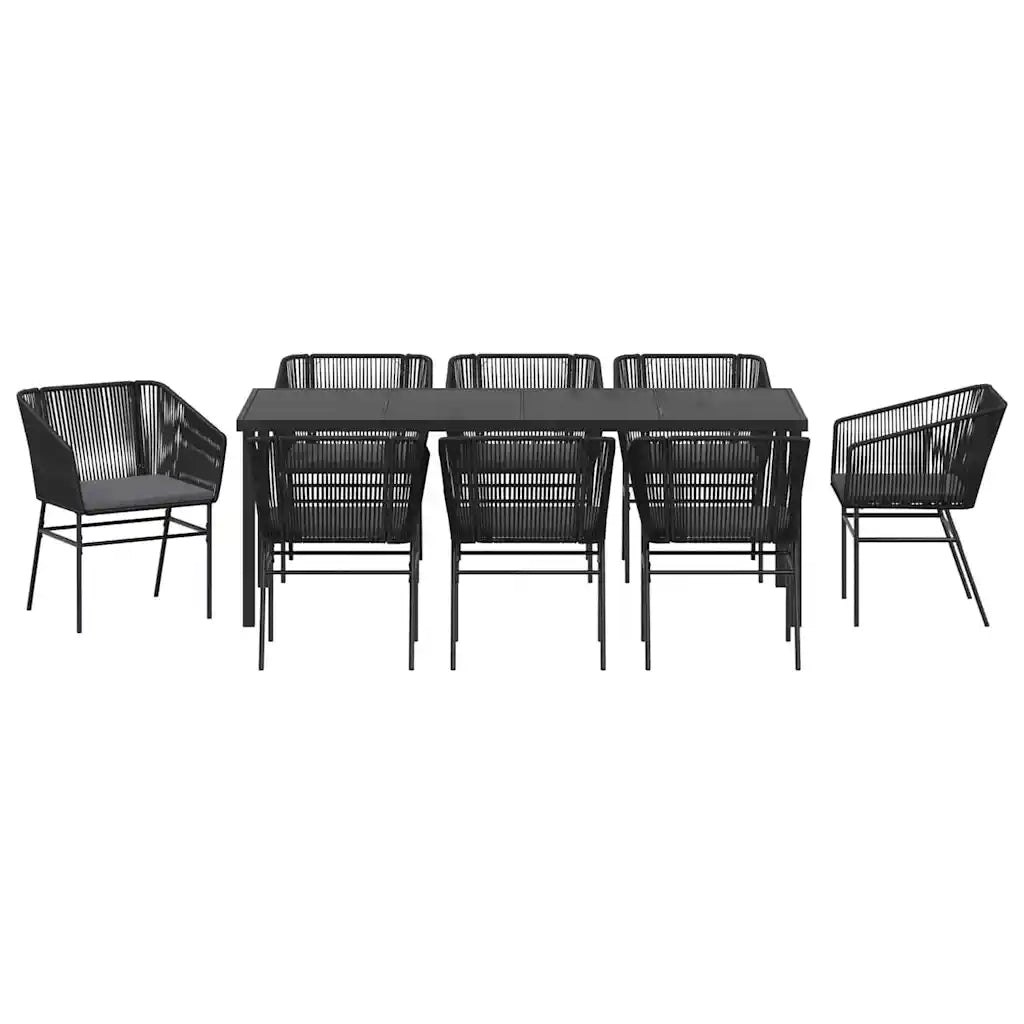 Set da Pranzo per Giardino con cuscino 9 pcs Nero 3380924