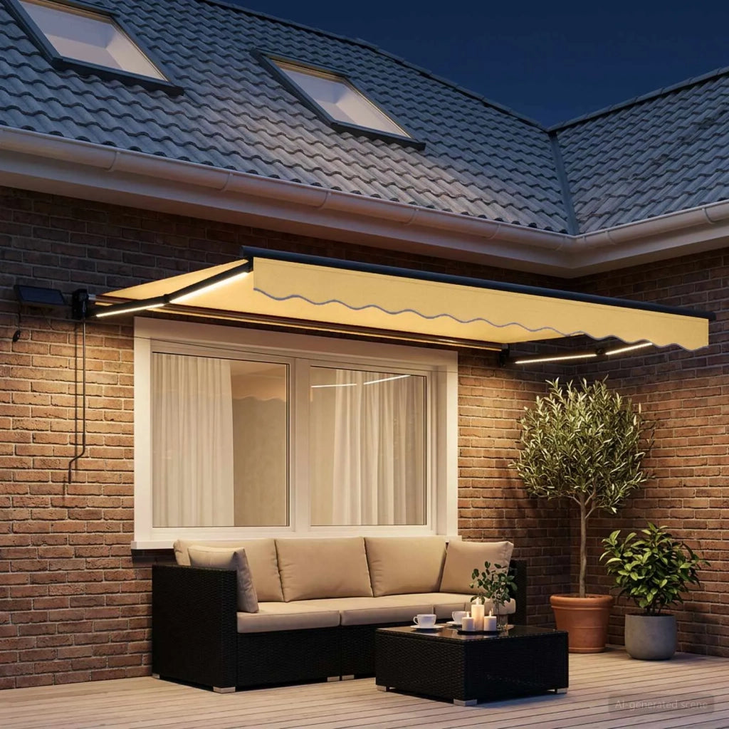 Tenda retrattile manuale con LED Sabbia 3426064