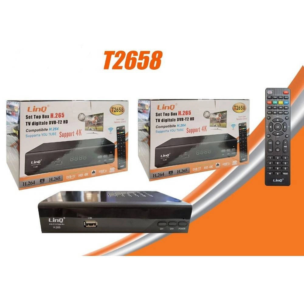 Trade Shop - Decoder Digitale Terrestre T2 Set Top Box Dvb-t2 Hd H.265 Usb Scart Hdmi 4k T2658 -