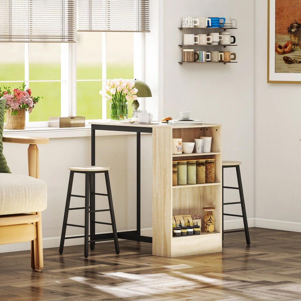 Tavolo da bar con sgabelli ¨C Minimal ¨C Quercia e nero