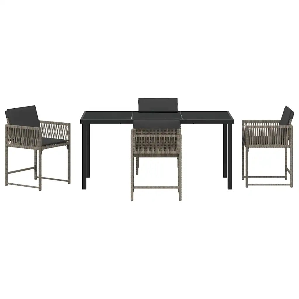 Set da Pranzo per Giardino 5 pcs Grigio polyrattan