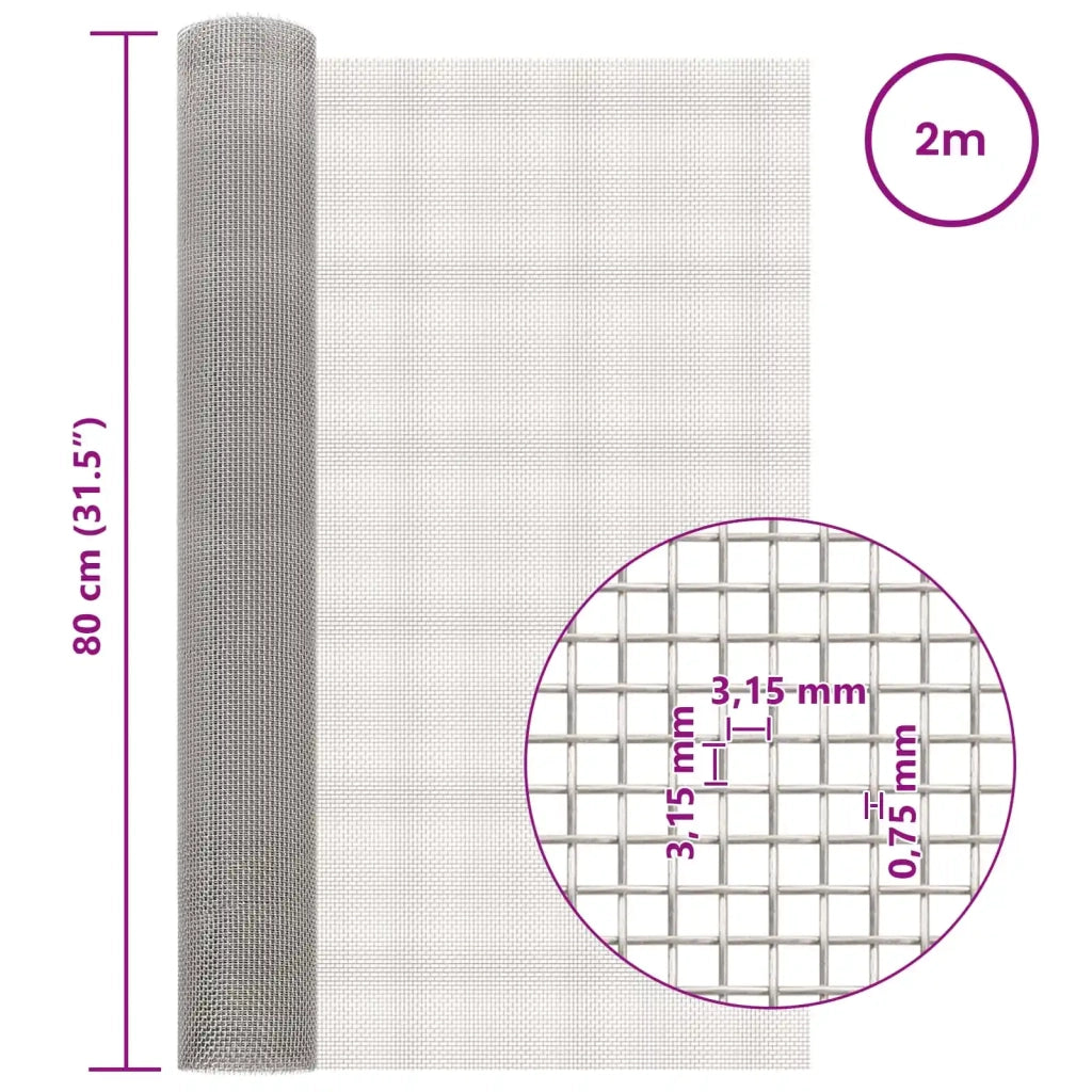 Rete per schermatura 80 x 200 cm 6 Mesh Argento 42039653