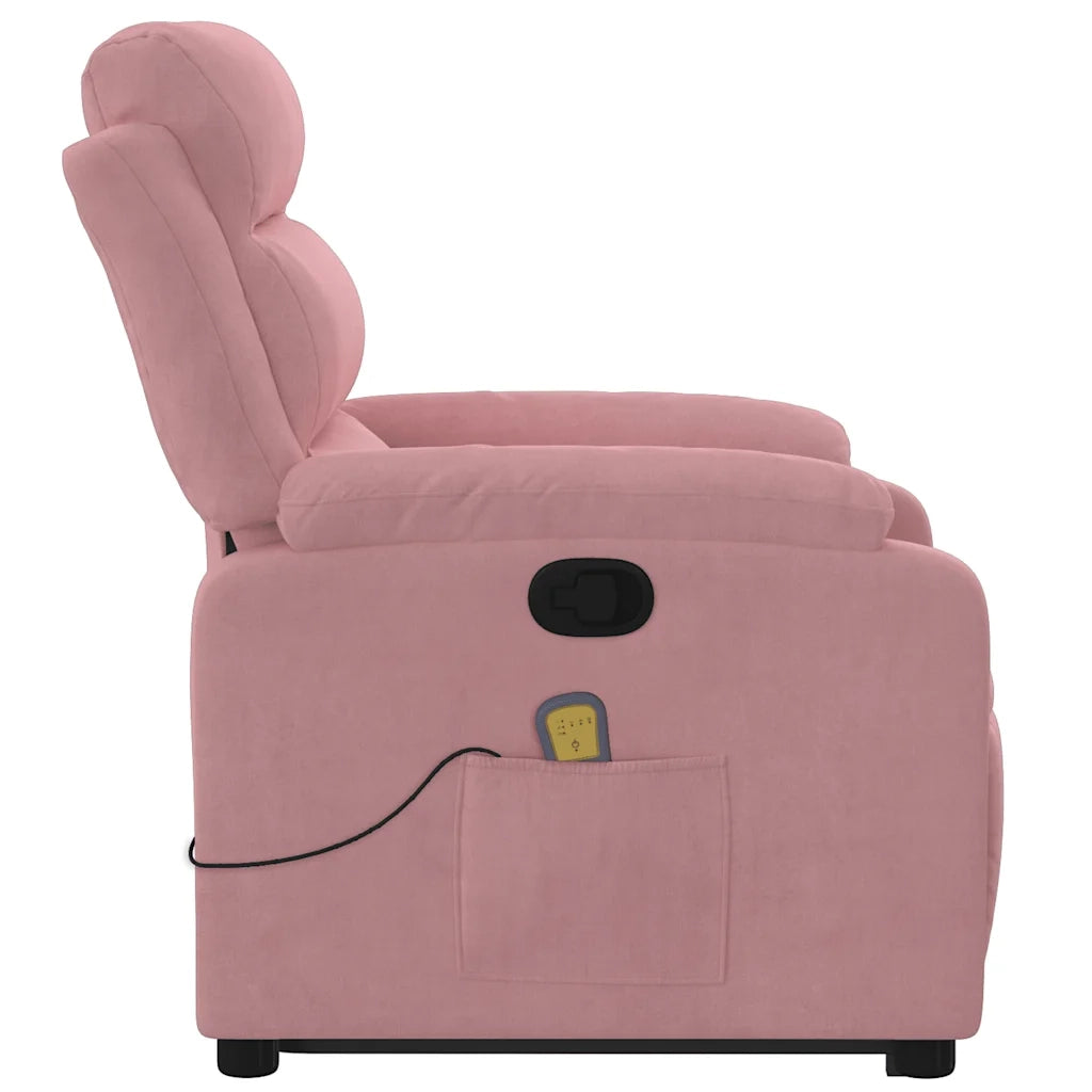 Poltrona Alzapersona Reclinabile Rosa in Velluto 3205107